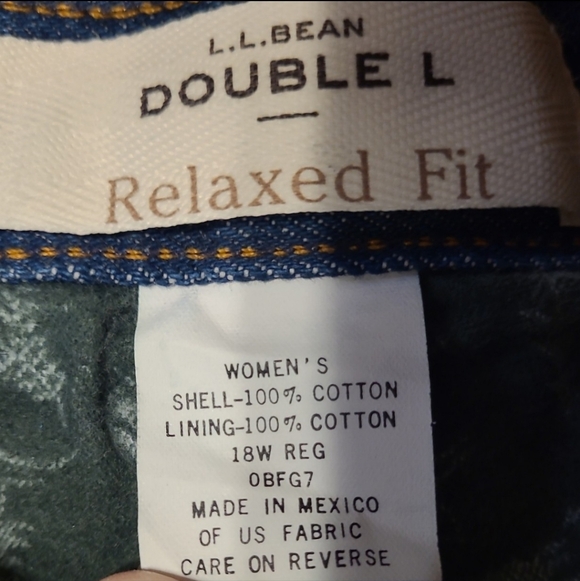 Vintage L.L. Bean Flannel Lined Straight Leg Jeans 18 - Picture 3 of 4